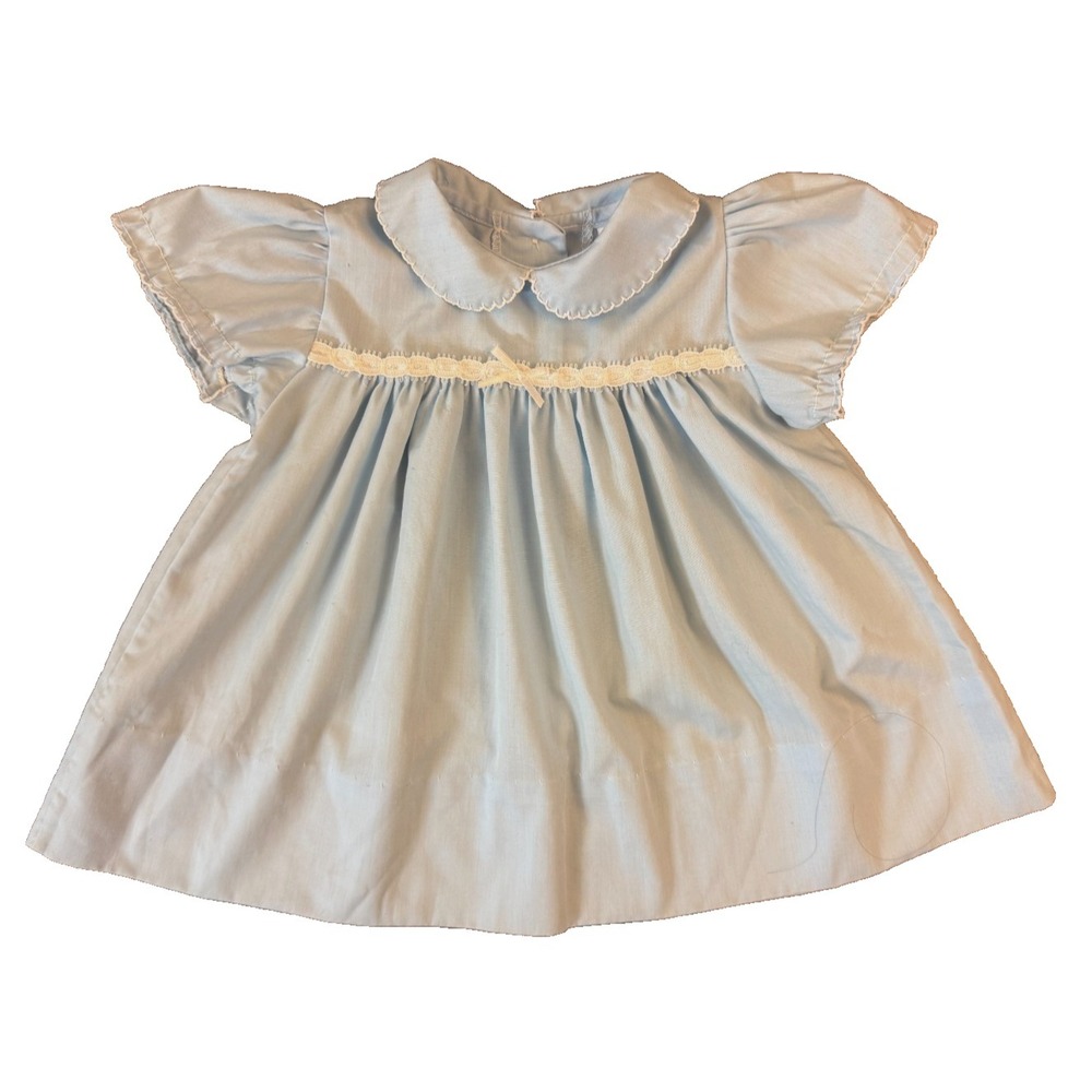 Vintage Alexis Baby Girl Dress 6 9 Months Blue Lace Bow Measurements Photos 90's